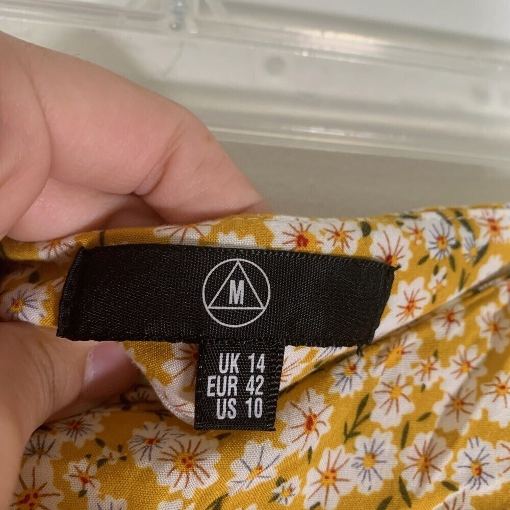 Missguided Skirt Women’s 10 Yellow Floral Tiered Mini Skirt - Picture 4 of 6